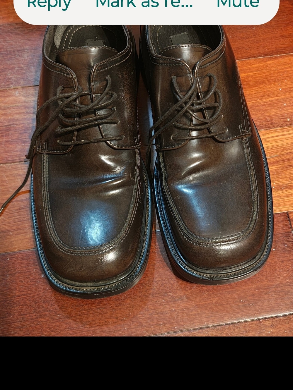 Alfani Brown Leather Lace-Up Oxfords